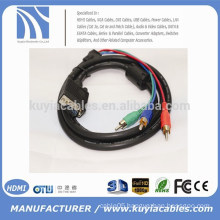Wholesale 1.5M VGA TO 3RCA AV AUDIO MALE TO MALE CABLE FOR PC TV
